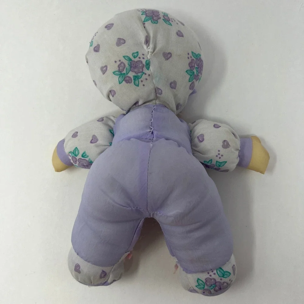Loving Wonders Soft Luv Baby Doll 8 Inch Purple Floral Nylon Plush Vintage 90s